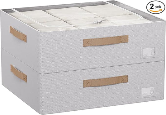 CYhom Underbed Storage Bins With Metal Frame, 10" High Under Bed Storage Containers, Large Capacity Under Bed Organizer Boxes (Grey, 23.6” L x 19.7” W x 10” H)