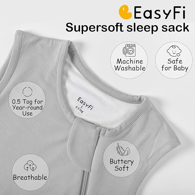 Supersoft Rayon Made from Bamboo Sleep Sack 18-24 Months 0.5 Tog Lightweight Toddler Sleep Sack 2t Baby Wearable Blanket with 2-Way Zipper Summer Unisex Sleeping Bag for Babies (2 Pack) Pink & Gray