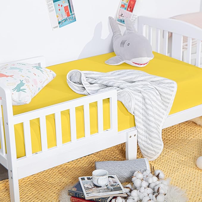 NTBAY 2 Pack 100% Brushed Microfiber Fitted Crib Sheet, Super Soft and Cozy 28x52 Crib Sheet for Standard Crib and Toddler Mattresses, Boys, Girls, Unisex, Yellow, 28x52 Inches