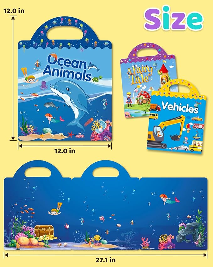 Benresive Reusable Sticker Books for Kids 2-4, Sticker Books for Toddlers 1-3 2-4, Toddler Travel Toys Activities Crafts Gifts