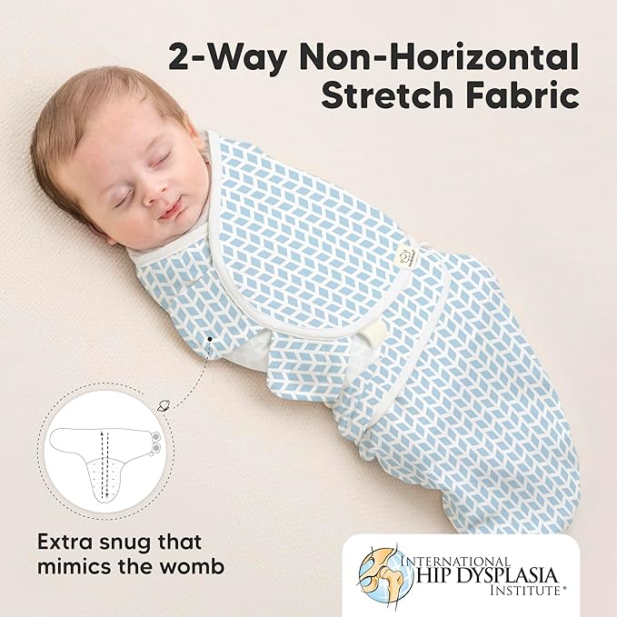 KeaBabies 3-Pack Organic Baby Swaddle Sleep Sacks - Swaddles for Newborns, Infant 0-3 Months, Baby Girls, Boys, Soft & Snug Newborn Sleep Sack, Nursery Swaddling Blankets (Storm)