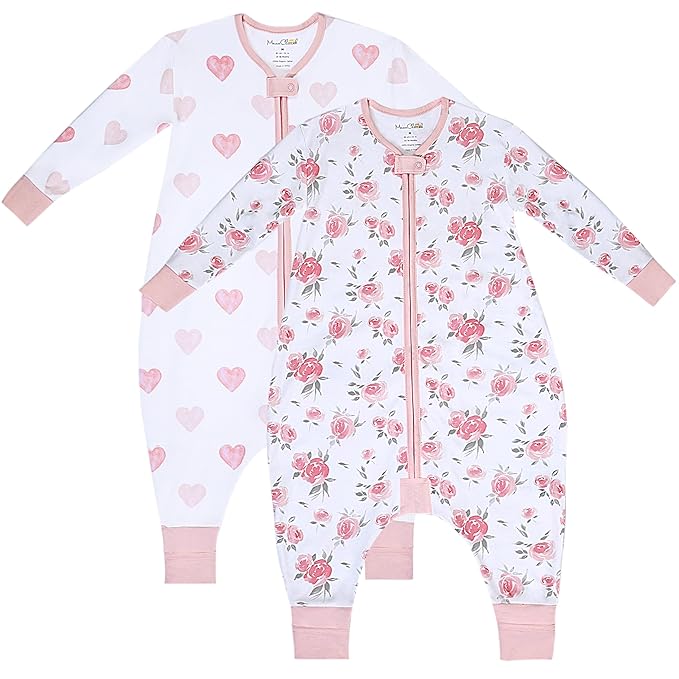 Mama Cheetah Toddler Sleep Sack with Feet, Long Sleeve 0.5 TOG Organic Cotton Baby Sleeping Bag with Legs, Wearable Blanket for Walkers w/ 2-Way Zipper, Toddler Blanket for Girls & Boys 2T