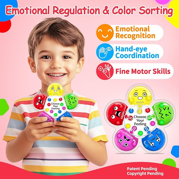 Color Sorting Sensory Toys for Kids with Autism, Autistic 5-7, Gifts for Kids, Feelings Wheel Social Emotional Learning Activities, Fine Motor Skills Calming Fidget Toys, Ages 3+