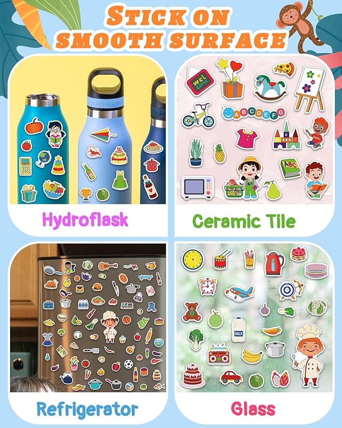 Benresive Reusable Sticker Books for Toddlers, 3 Sets Travel Stickers for Kids, Toddler Sticker Book, Crafts Activities for Toddlers, 3 and Up Birthday Gifts Travel Toys