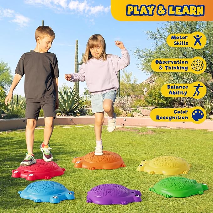 Stepping Stones for Kids, 8PCS Non-Slip Balance Steps Stones for Toddler 1-3, Obstacle Courses Sensory Toys, Coordination Game for Boys Girls Indoor Outdoor Play Ages 3-5