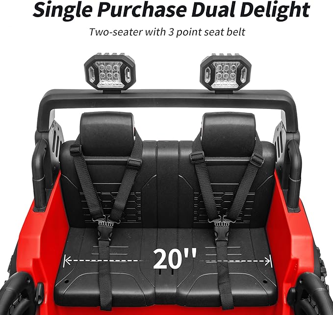 2 Seater Ride on Car Toy, 24V 4WD Electric Car for Kids 4-8 with Remote Control, 4x200W Motors, Capacity 150 lb - Red
