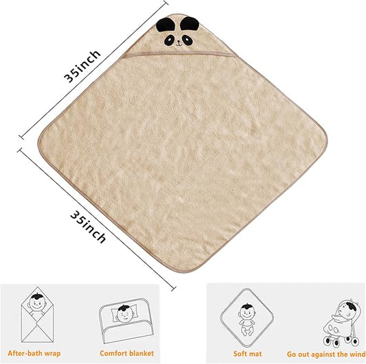 ROMASA Baby Bath Towel with Hooded Cute Design Ultra Soft Thick Cotton Bath Towel Shower Gift for Newborn,35X35 inches (Apricot)