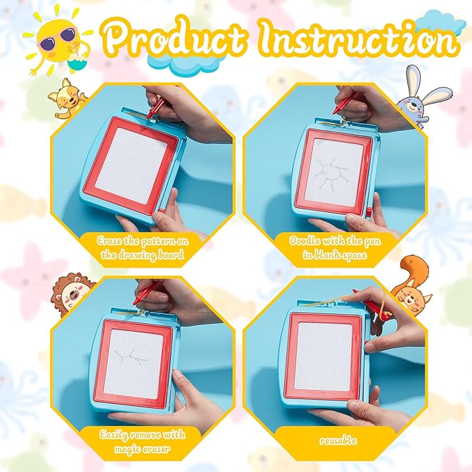 Tinlade 24 Pack Mini Magnetic Drawing Board for Kids, Small Erasable Doodle Sketch, Drawing Pad Bulk Gifts for Boy Girl Birthday Party Favor Classroom Prize Goodie Bag Stuffers (Classic Color,Cute)