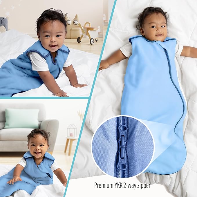 Rayon Made from Bamboo Sleep Sack 1.0 TOG 18-36 Months Unisex Baby Sleeping Bag with 2-Way Zipper Breathable Wearable Blanket Baby