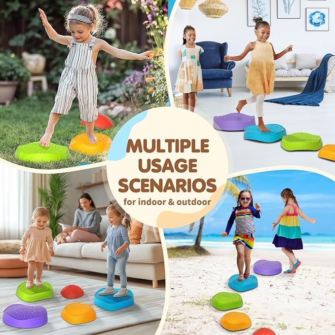 OZMI Stepping Stones for Kids Toddlers, Non-Slip Balance Stepping Stones with Storage Bag, Indoor Outdoor Sensory Play Toys for 3 4 5 6 7 8 9 10 11 12 Year Old Kid Toddler Boy Girls