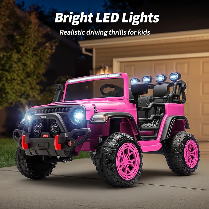 2 Seater Ride on Electric Car, 12V Ride on Toy Car for Kids 4-8 w/Remote Control, EVA Tires - Pink
