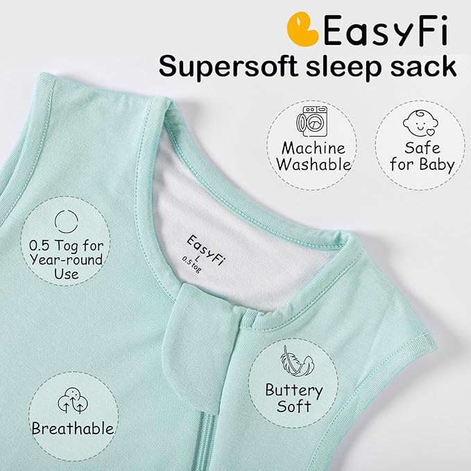 Supersoft Rayon Made from Bamboo Sleep Sack 24-36 Months 0.5 TogToddler Sleep Sack 2t Baby Wearable Blanket 3t with 2-Way Zipper Summer Unisex Sleeping Bag for Babies (2 Pack) Green & Gray