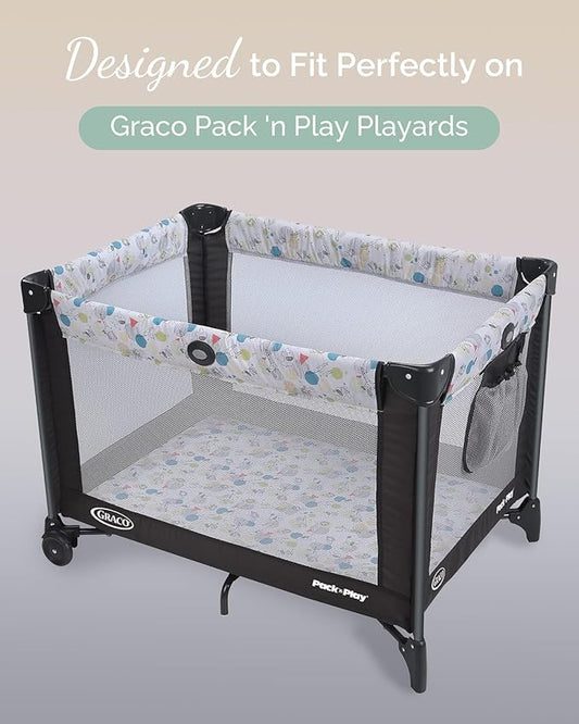 Graco Pack n Play Sheets Fitted Girl – Compatible with Graco Pack n Play Playard & Other 27 x 39 Inch Playpen Mattress, Buttery Soft Jersey Playard Sheets, Pink Lavendar Cloud, 3 Pack