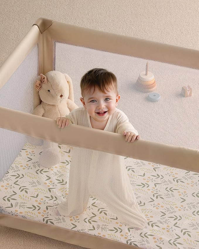 Yoofoss Baby Pack and Play Sheets 2 Pack for Boys and Girls - 38x26 Mini Crib Sheets Fitted Neutral Compatible with Graco Pack n Play Mattress,Ultra Soft Breathable Microfiber Green Flower