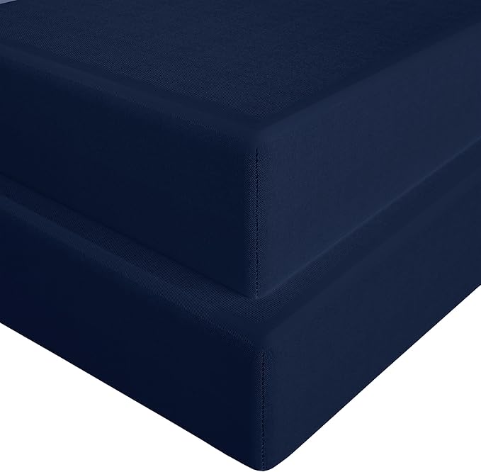 FLXXIE 2 Pack Microfiber Fitted Crib Sheets, Super Soft and Cozy Toddler Fitted Sheets for Standard Crib and Toddler Mattresses, 28x52, Navy Blue