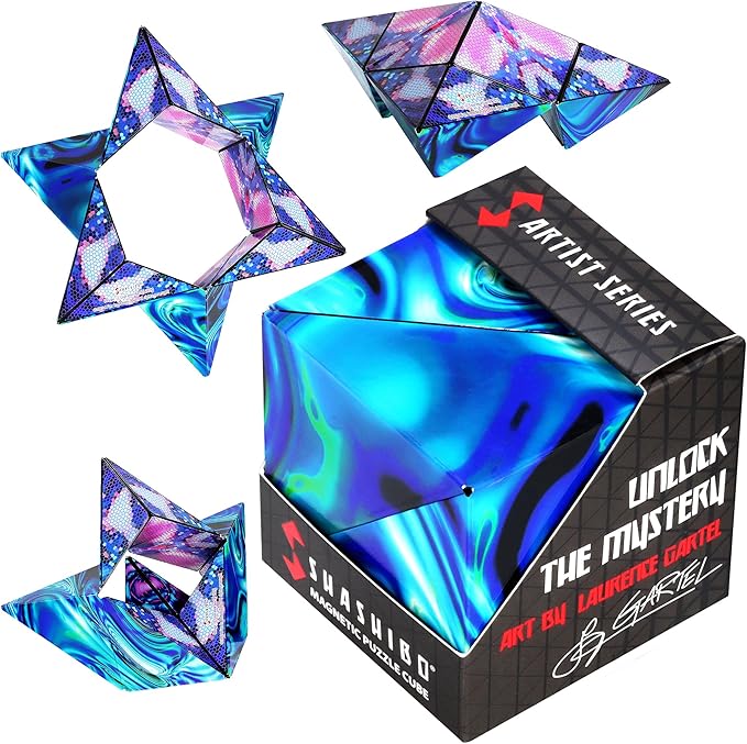 Shashibo Shape Shifting Box - Award-Winning STEM Fidget Toy with Strong Magnets - Fidget Cube Transforms Into 100+ Shapes, Christmas Stocking Stuffers Gift for Kids, Teens, and Adults (Mystic Ocean)