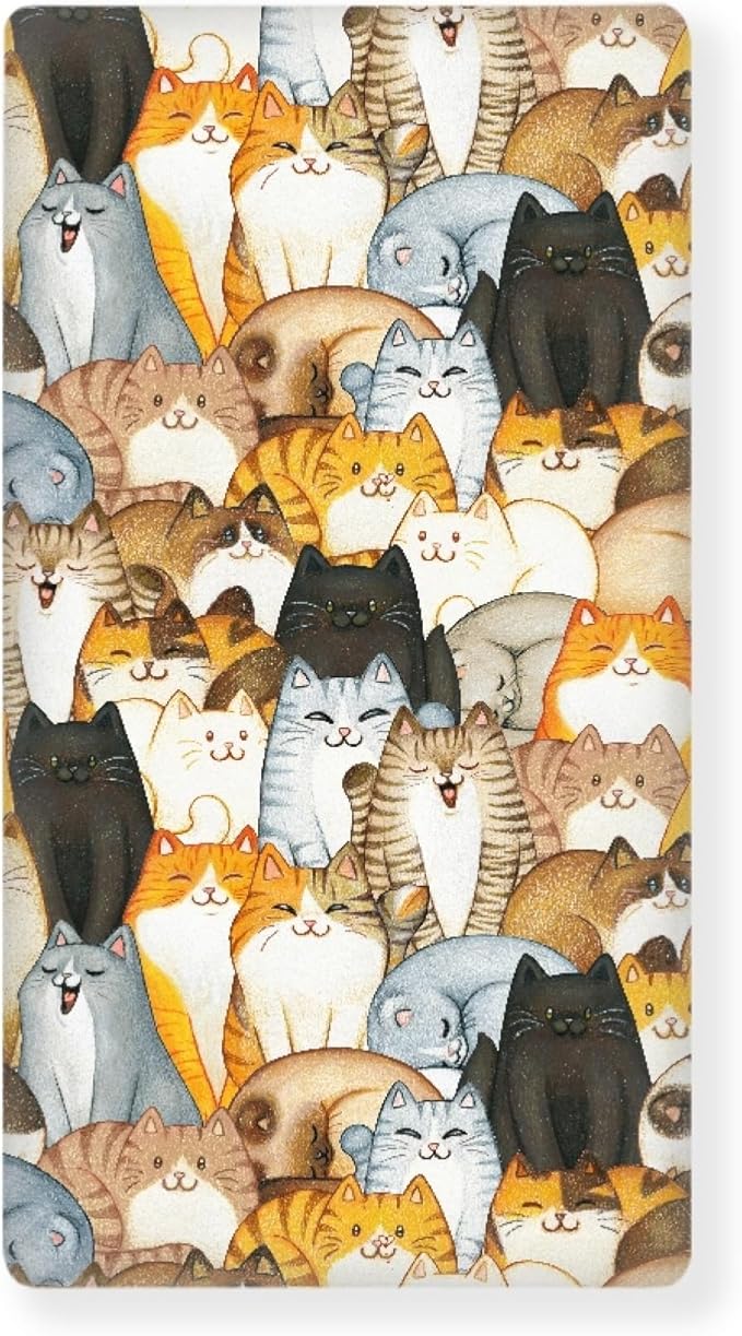 Colorful Cats Fitted Crib Sheet for Boys Girls Cute Animal Kittens Baby Sheet for Standard Crib and Toddler Cartoon Cat Nursery Bed Mattress Sheets 28"x52"