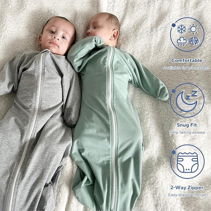 ZIGJOY Baby Transitional Swaddles for Newborns: 0.5 Tog Arms Up Sleep Sack 3-6-12 Months Soft Cotton Shark Fin 2 Way Zipper