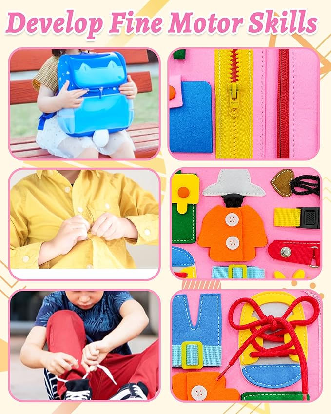 Exorany Busy Board Montessori Toys for Toddler Girls & Boys Birthday Gifts, Sensory Toys for Toddlers, Educational Travel Toy, Preschool Activities for Learning Fine Motor Skills