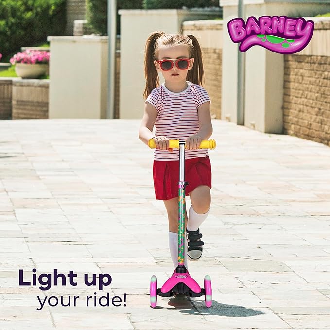 Self Balancing Kick Scooter with Light Up Wheels, Extra Wide Deck, 3 Wheel Platform, Foot Activated Brake, 75 lbs Limit, Kids & Toddlers Girls or Boys, for Ages 3 and Up