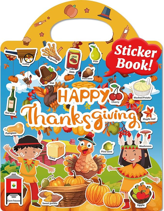 Benresive Reusable Sticker Books for Toddlers, Fun Travel Stickers for Kids, Toddler Sticker Book, Crafts Activities for Toddlers, 3 and Up Birthady Gifts - Thanksgiving