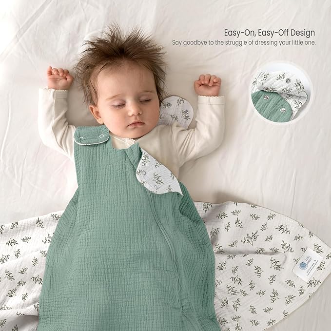 lulumoon Sleep Sack Muslin for Baby: Cotton Wearable Blanket for 3-9 Months - Soft Lightweight Ideal for Nursery Lounge Nighttime Naptime 3-6 Months