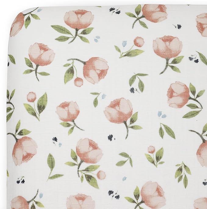 Little Unicorn 100% Natural Organic Cotton Muslin Crib Sheets | Breathable, Naturally Soft Fabric (Watercolor Floret)