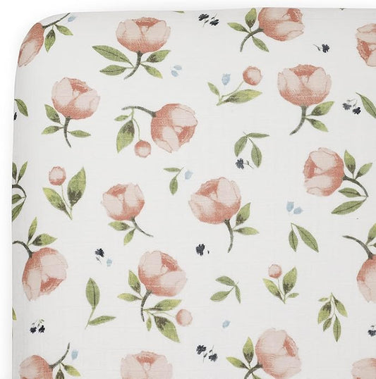 Little Unicorn 100% Natural Organic Cotton Muslin Crib Sheets | Breathable, Naturally Soft Fabric (Watercolor Floret)
