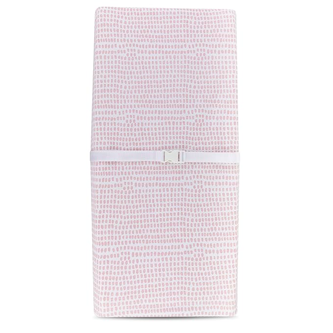 Ely's & Co. Patent Pending Waterproof Changing Pad Cover Set | Cradle Sheet Set by Ely's & Co no Need for Changing Pad Liner Mauve Pink Splash & Stripe 2 Pack for Baby Girl