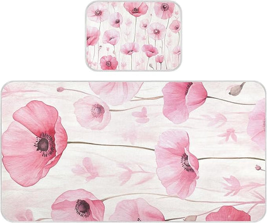 Pink Flowers Cooling Baby Mattress Protector 28" x 52" Reusable Crib Bumper Pads for Baby&Toddler