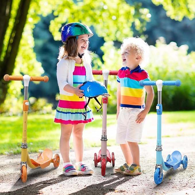 Toddler Scooter, Scooters for Kids Age 3-5, Boy Girl Gift 3-Wheel Kick Scooter with LED Light Up Wheels, Adjustable T-Bar Handle, Cute Deck, Safe Smooth Riding Outdoor, Max 100 lbs, Xmas Box Wrapped