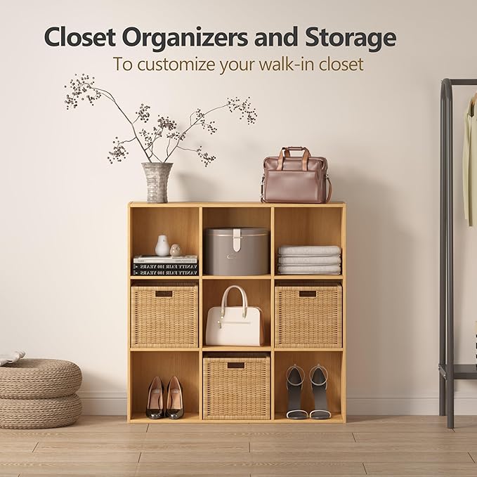 Jpiziso 6 Cube Storage Organizer, Wooden Cube Shelves with Closed Back Panel, Reversible Bookcase, Cubes Closet Organizer for Home, Living Room, Kids Room, Office, Bedroom, Study, Hallway