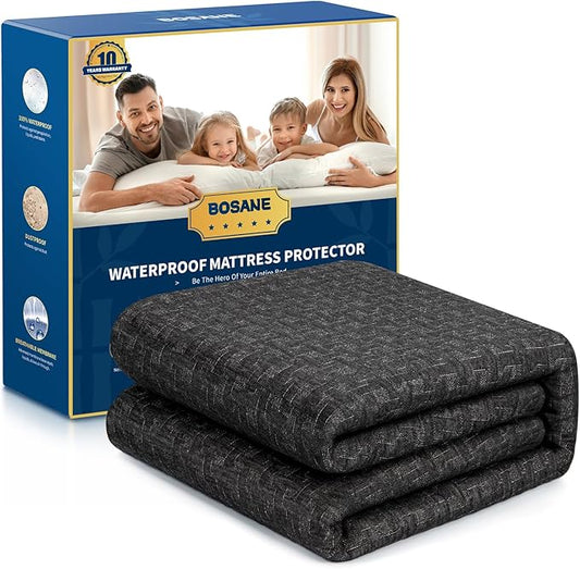 Premium 100% Waterproof Full Mattress Protector, Breathable Cooling 3D Air Fabric Mattress Cover, Soft Hypoallergenic Noiseless Bed Cover Machine Washable Vinyl Free, 8-21'' Deep Pocket (Black)