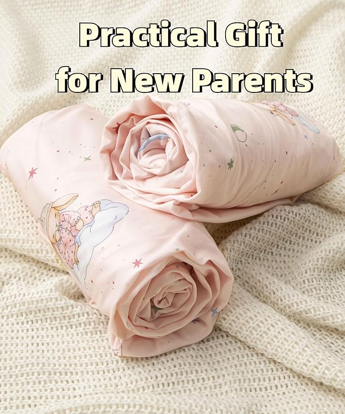 SDY Jersey Crib Sheets for Baby Girls,52”x28”x8,2 Pack,Pink Bunny Easter Day Style Standard Oval/Retangle Crib Mattress Sheets for Toddler,Super Soft Breathable