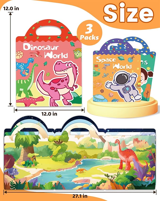 Walenced Reusable Sticker Book for Toddlers, Stickers for Kids, Toddler Sticker Book, Toddler Craft Activities, Toddler Travel Toys Ages 3 and Up Boy Girl Birthday Gifts