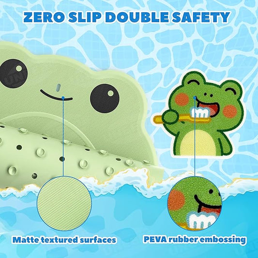 UNEEDE Kids Bathtub Mat with 17PCS Non Slip Bathtub Stickers, Non Slip Shower Mat for Toddlers, Washable Anti Slip Tub Surface, Soft Rubber Mat for Bathtub Shower, Waterproof Bathtub Essentials