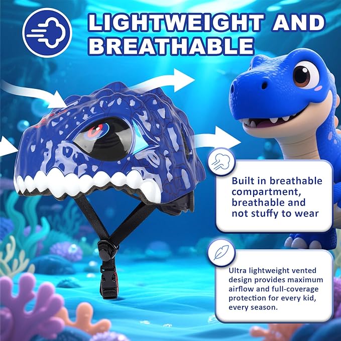 Toddler Kids Bike Helmet,3D Dinosaur Helmets for Boys Girls Infant/Baby to Children 1/2/3/4/5/6/7/8 Years Old Lightweight Adjustable Multi-Sports Bicycle Scooter Skateboard Skating Cycling