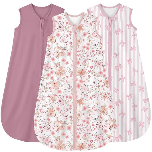 Yoofoss Baby Sleep Sack 12-18 Months Wearable Blanket for Babies 100% Organic Cotton 2-Way Zipper TOG 0.5 Toddler Sleeping Sack 3 Pack, Comfy Lightweight Sleep Sacks