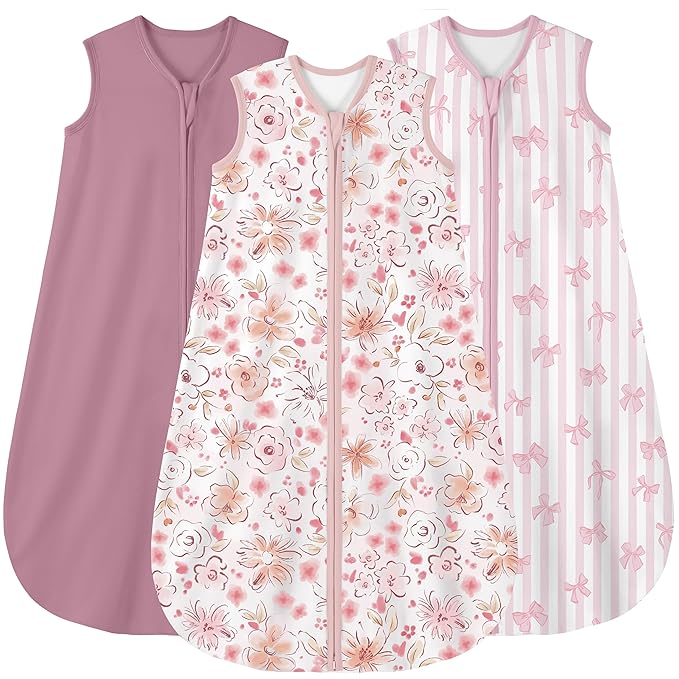 Yoofoss Baby Sleep Sack 18-24 Months Wearable Blanket for Babies 100% Organic Cotton 2-Way Zipper TOG 0.5 Toddler Sleeping Sack 3 Pack, Comfy Lightweight Sleep Sacks