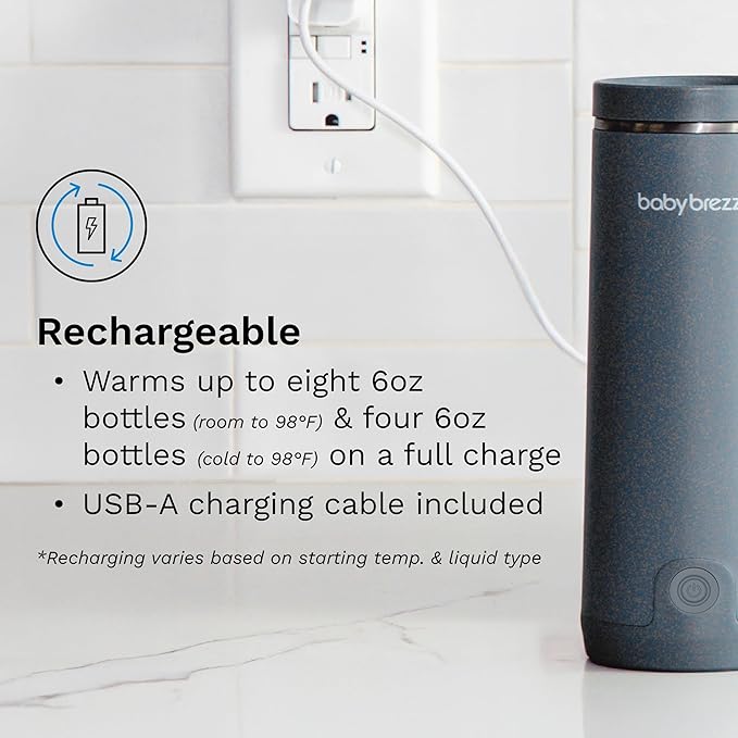 Baby Brezza Portable Warmer – 3X Faster Baby Bottle Warming - Travel Breastmilk and Formula Warmer - Safe, Even Heating - Up to 9oz - No Adapters, Green