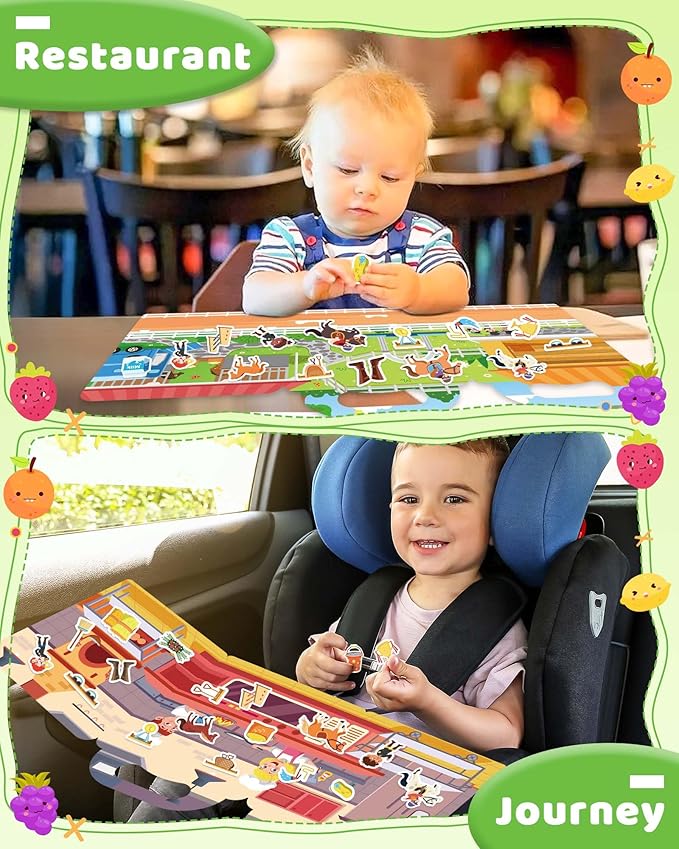 Benresive Reusable Sticker Books for Toddlers, Fun Travel Stickers for Kids, Toddler Sticker Book, Crafts Activities for Toddlers, 3 and Up Birthady Gifts - Riding