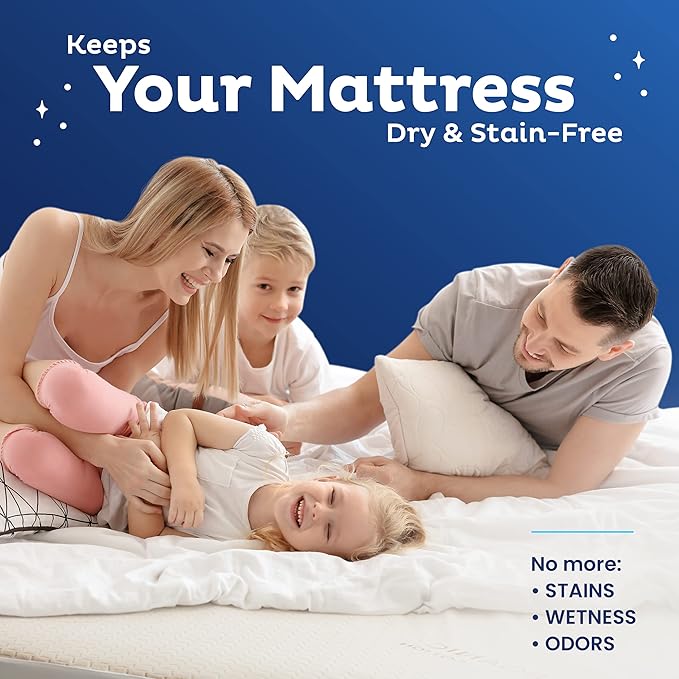 Memory Foam Mattress Protector – Organic Cotton with Eco-Friendly Greenshield Water Resistance – Kool-Flow Breathable Stretch Fabric – All USA Made – Best for Plush Beds – Full