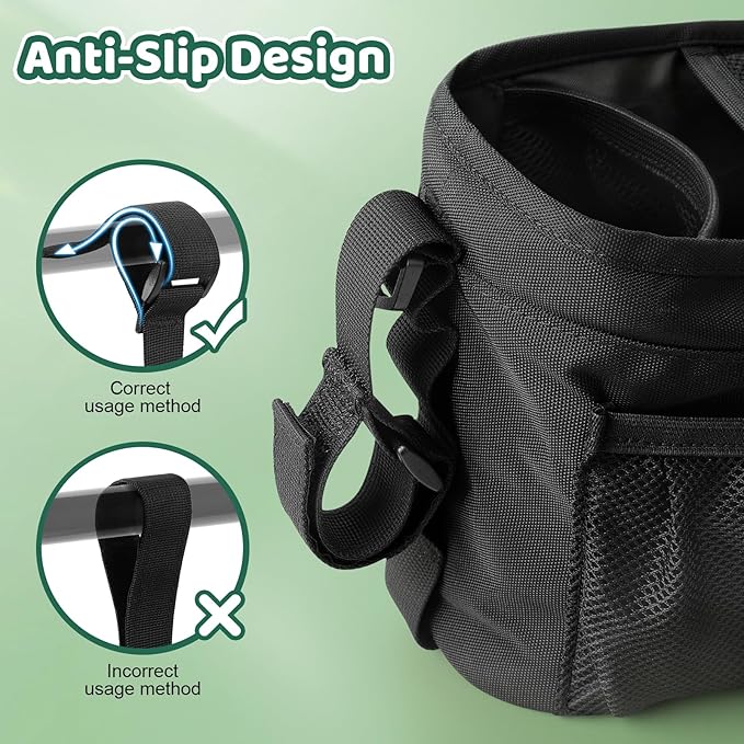 Guiseapue Universal Stroller Organizer with Cup Holder: Baby Essentials, Stroller Caddy Accessories with Detachable Phone Bag, Non-Slip Straps, Fits for Uppababy, Baby Jogger, New Moms Baby Gifts