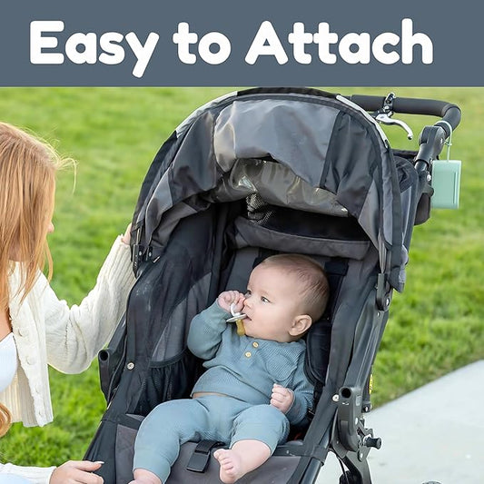 Baby's Aid Silicone Pacifier Case, No Open Slot with Patented Closure, Dishwasher Safe, Attaches to Diaper Bag or Stroller, Holds 2 Pacifiers, (Sage)