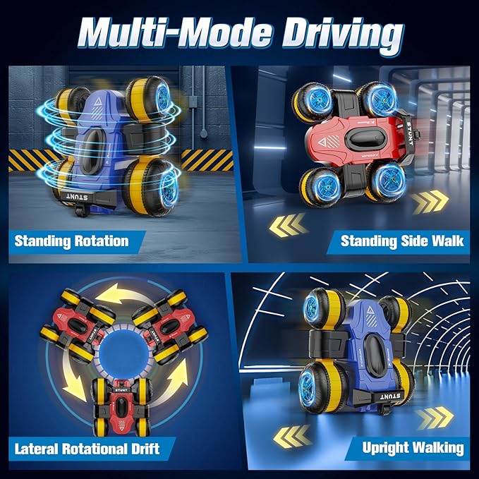 High Speed Drift Remote Control Stunt Deformation Car, Birthday Gifts, for Boys and Girls 4-16 Years Old (Red and Yellow)