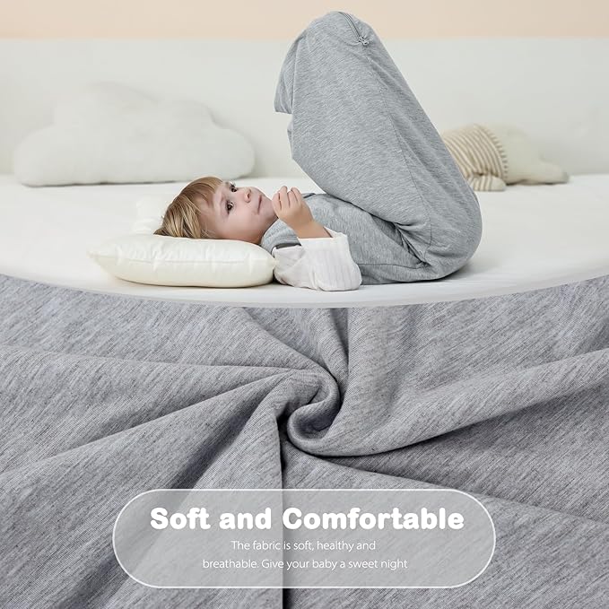 Mosebears Unisex Baby Sleep Sack 1.0 TOG, Supersoft Rayon Made from Bamboo Wearable Blanket with 2-Way Zipper (Grey,0-6 Months)