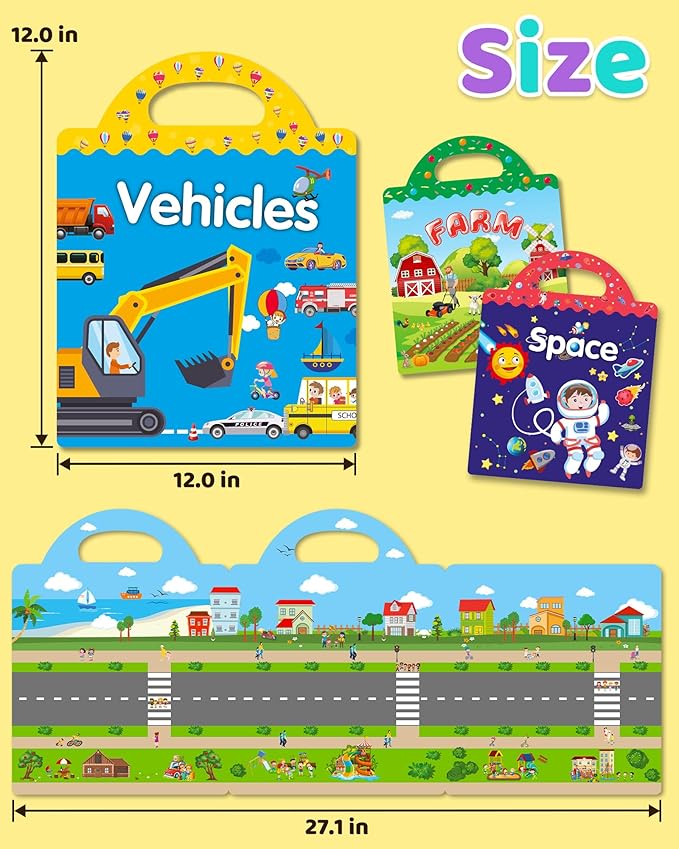 Benresive Reusable Sticker Books for Kids 2-4, Sticker Books for Toddlers 1-3 2-4, Toddler Travel Toys Activities Crafts Gifts