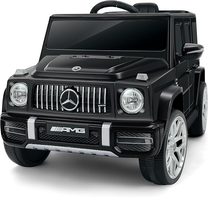 ELEMARA Licensed Mercedes-Benz AMG G63 Ride on Toys,12V Ride on Car with Remote Control,Rechargeable Battery,Flickering Lights/LED Lights, Bluetooth,Music & Horn, Soft Start, Low Battery Prompt,Black