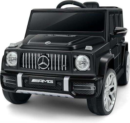 ELEMARA Licensed Mercedes-Benz AMG G63 Ride on Toys,12V Ride on Car with Remote Control,Rechargeable Battery,Flickering Lights/LED Lights, Bluetooth,Music & Horn, Soft Start, Low Battery Prompt,Black