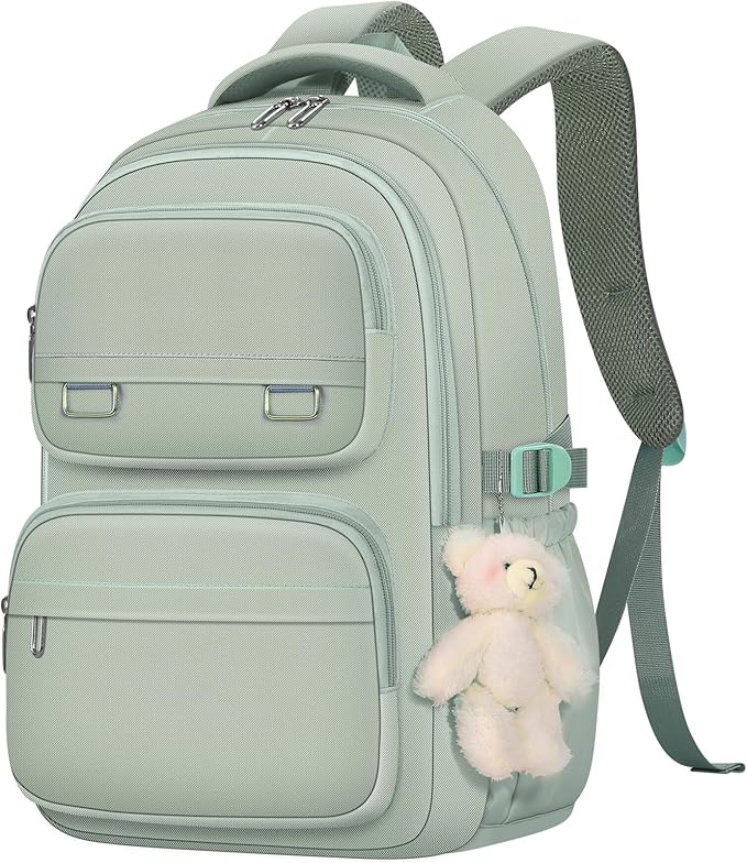 KBTYE School Backpack for Kids Girls Cute Travel Backapck for College Women Men Casual Laptop Bookbag for Teen Student(Green)